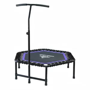 Black and Purple Rebounder Hex Mini Trampoline Spring Free with Adjustable Handle