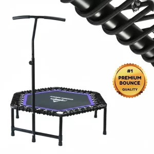 Black and Purple Rebounder Hex Mini Trampoline Spring Free with Adjustable Handle