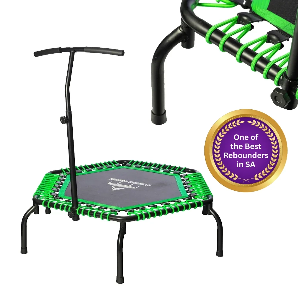 New Dynamic Bounce Green Studio JLeg Hex Rebounder Mini Trampoline Spring Free Bungee with Handle