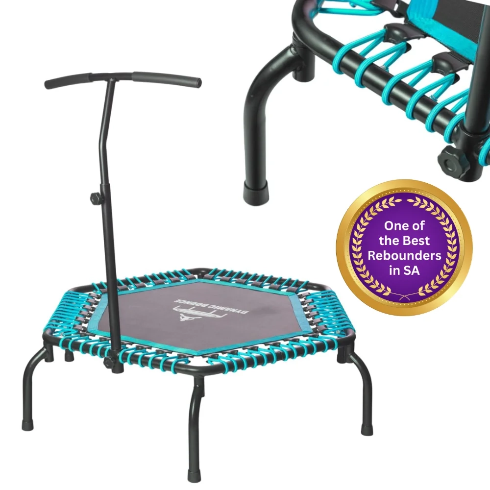 New Dynamic Bounce Studio JLeg Turquoise Hex Rebounder Mini Trampoline Spring Free Bungee with Handle